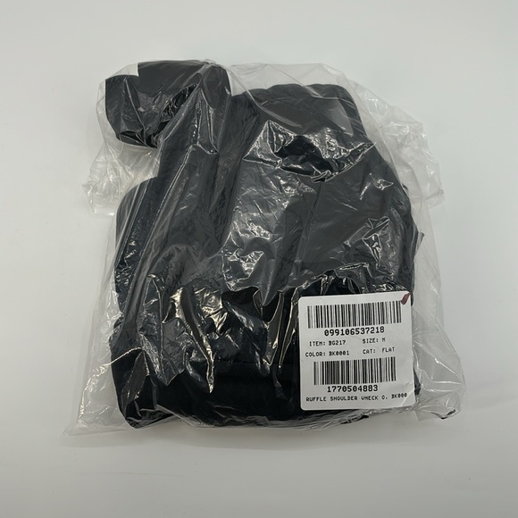 J Crew Factory Ruffle-shoulder V-neck one-piece swimsuit Black size M NWT BG217 - Picture 10 of 11